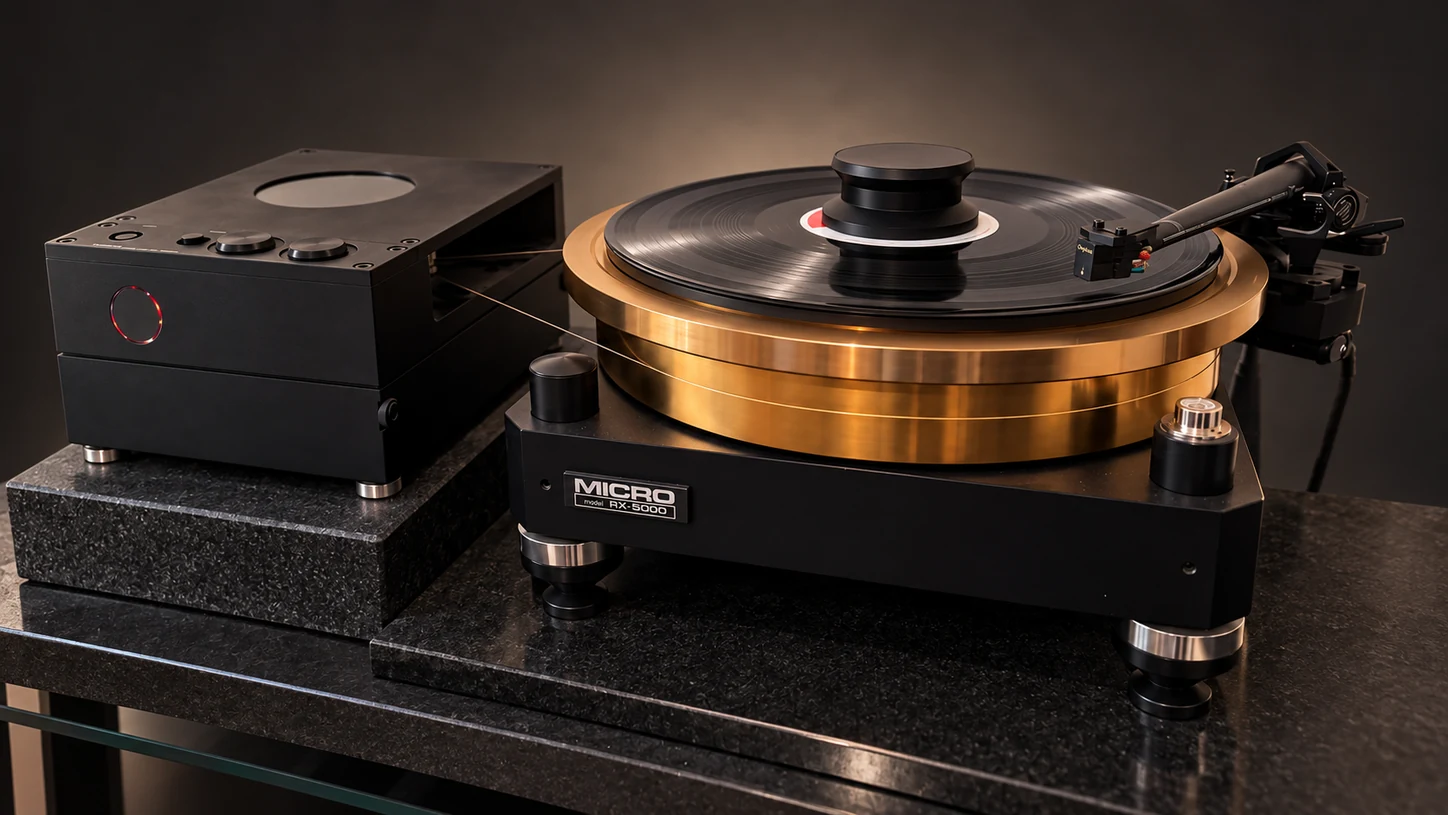Editorial view of the photographed Micro Seiki RX-5000, SME V and Transfiguration Orpheus.
